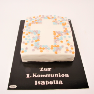 Kommunion & Tauftorte mit Kreuz & Blumen