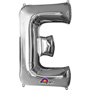 Amscan 3295401 – Super Shape Folienballon Buchstabe E Silber, 53 cm x 81 cm, Luftballon, Heliumballon, Geburtstag, Dekoration
