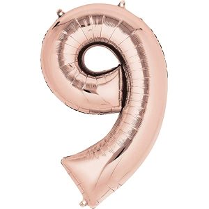 Amscan Anagram 3622001 – Zahl 9 Roségold Folienballon – 81,3 cm