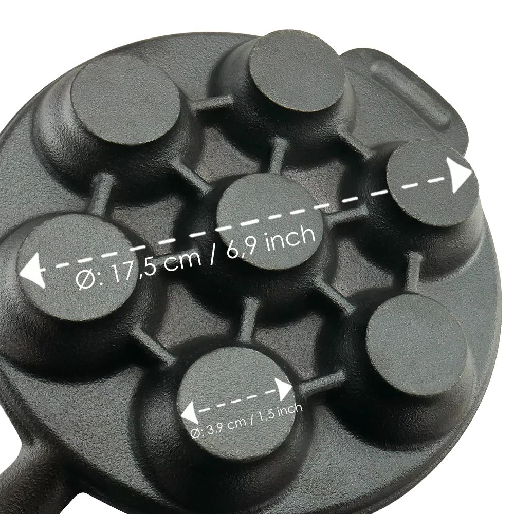 Carl Victor Krapfenpfanne Poffertjespfanne Gusseisenpfanne 22 cm heller Holzgriff DU22B – Bild 3
