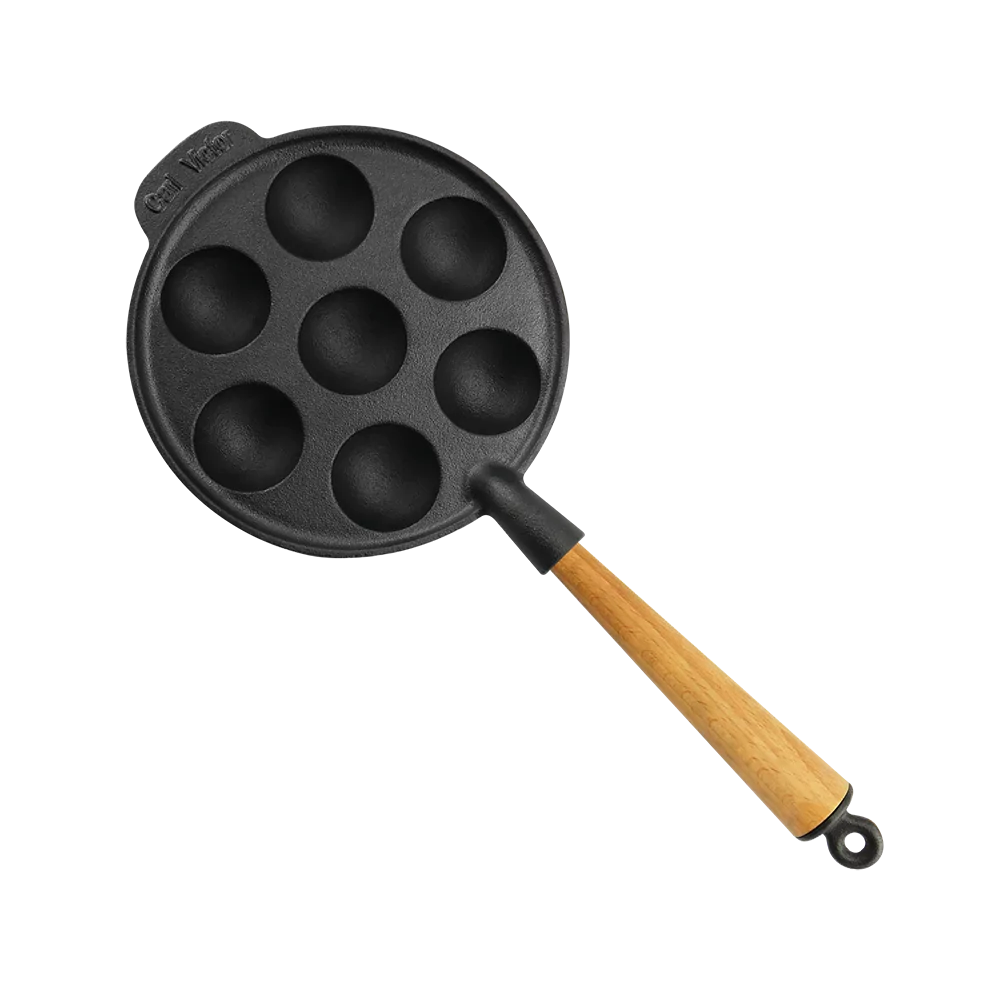 Carl Victor Krapfenpfanne Poffertjespfanne Gusseisenpfanne 22 cm heller Holzgriff DU22B – Bild 6