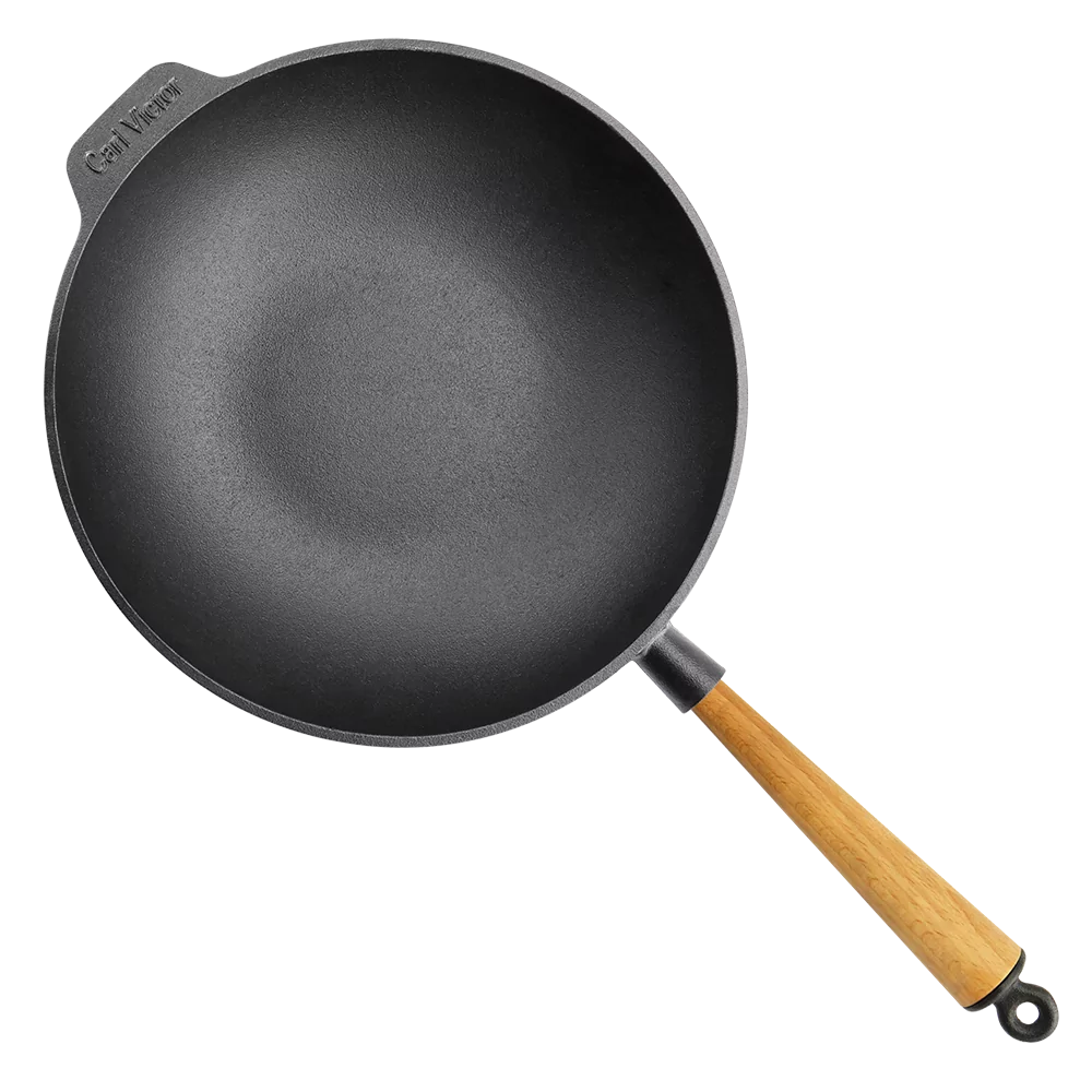 Carl Victor Wokpfanne Gusseisenpfanne rund 30 cm heller Holzgriff W30B – Bild 5