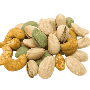 Nussmischung „Bar Blend No 2“ mit Mandeln, Curry-Cashewkerne, Pistazien und Wasabi-Erdnüsse