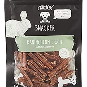 PRIMOX SNACKER Kaninchenfleisch in Mini Stückchen – getreidefreier Fleisch-Snack / Leckerli für Hunde – ideal für's Training, 1er Pack (1 x 0.07 kilograms)
