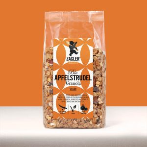 Bio Apfelstrudel Granola Müsli vegan – mit Äpfeln, Zimt und Bourbonvanille – knusprig gebacken