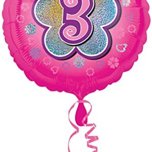 amscan Folienballon Rosa Blumen 3, Pink