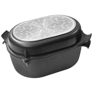 Guss-Oval-Bräter Induktion mit Guss-Deckel Induktion 40 x 27 cm – H 14 cm / 6 cm