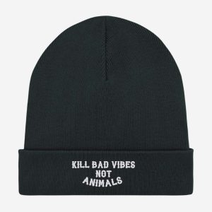 Kill Bad Vibes Not Animals Organic Beanie