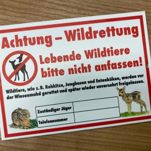 Schild: Achtung-Wildrettung