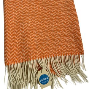 Schurwolldecke Haifischzahnmuster Orange