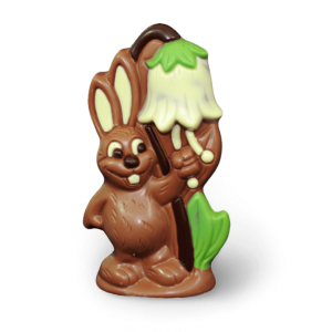 Hase mit Osterglocke aus Vollmilchschokolade 38%