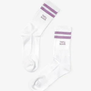 Tofu Maus bestickte Socken aus Bio-Baumwollmix